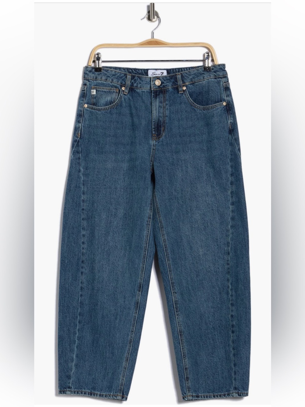 Seven7 Women's High Rise Barrel Ankle Jeans - Medium Blue Wash Size 12 NWT - Picture 6 of 6